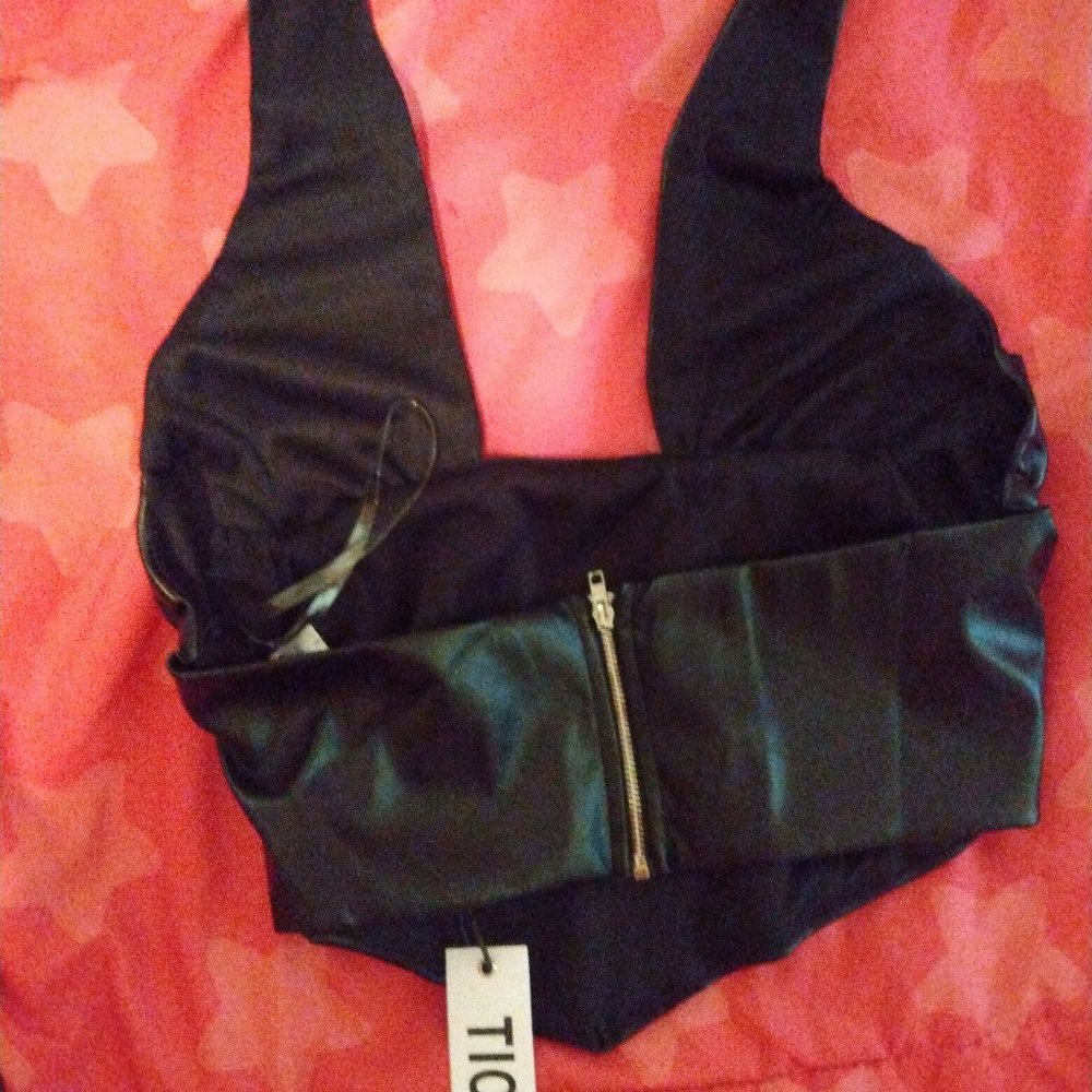 Stylish vegan leather crop top